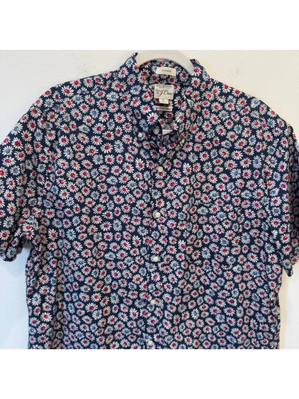 J Crew Men’s Classic Organic Cotton Button Down Preppy Floral Shirt Large
